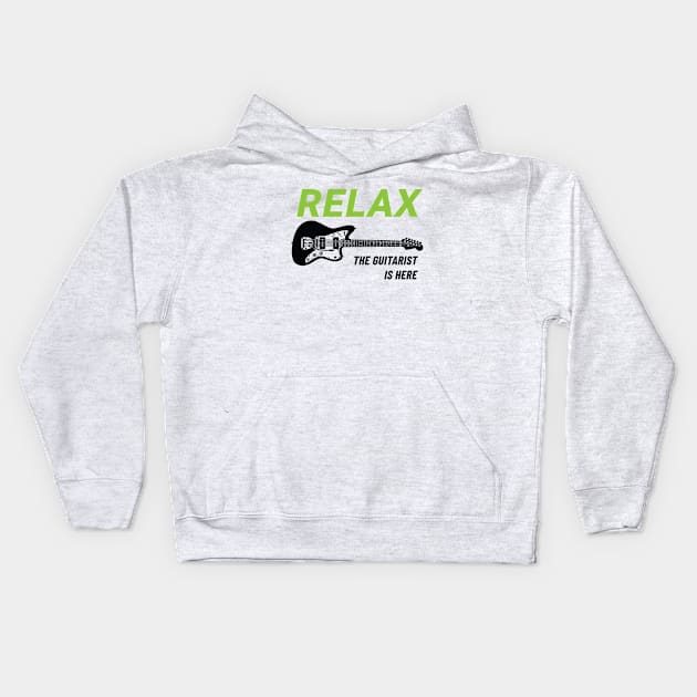 Relax The Guitarist Is Here Offset Style Electric Guitar Light Theme Kids Hoodie by nightsworthy